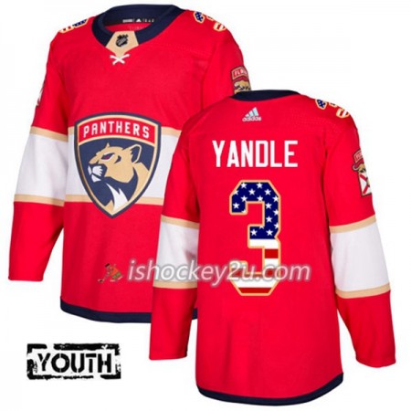 Børn NHL Florida Panthers Trøje Keith Yandle 3 Adidas 2017-2018 Rød USA Flag Fashion Authentic